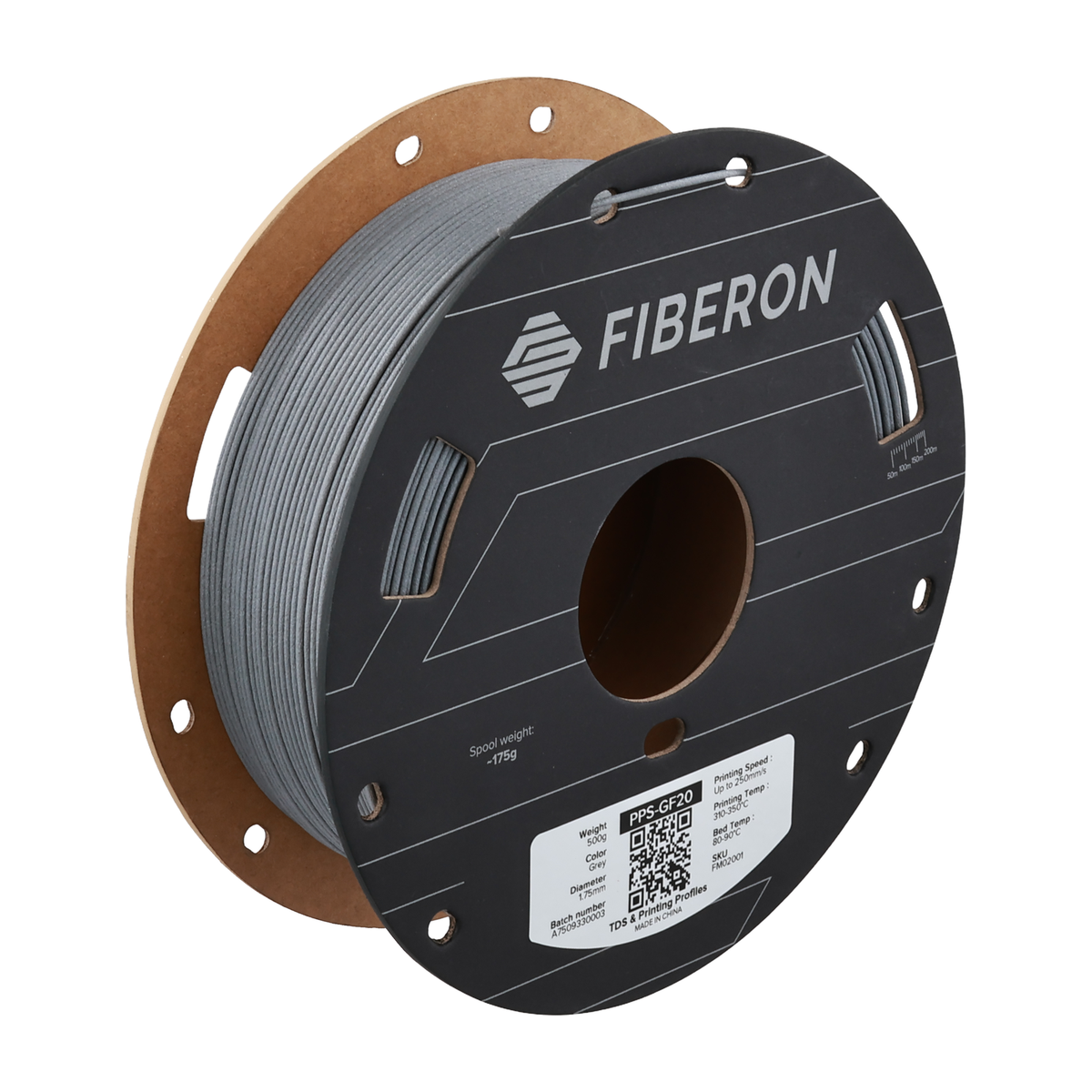 Fiberon PPS-GF20 1.75mm filament 0.5kg spool - Gray