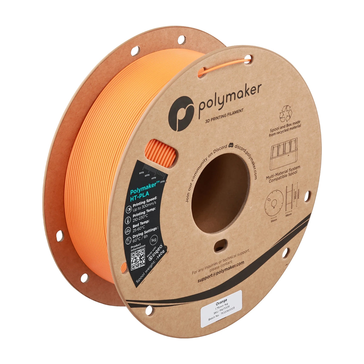 Polymaker HT-PLA 1.75mm filament spool - Orange