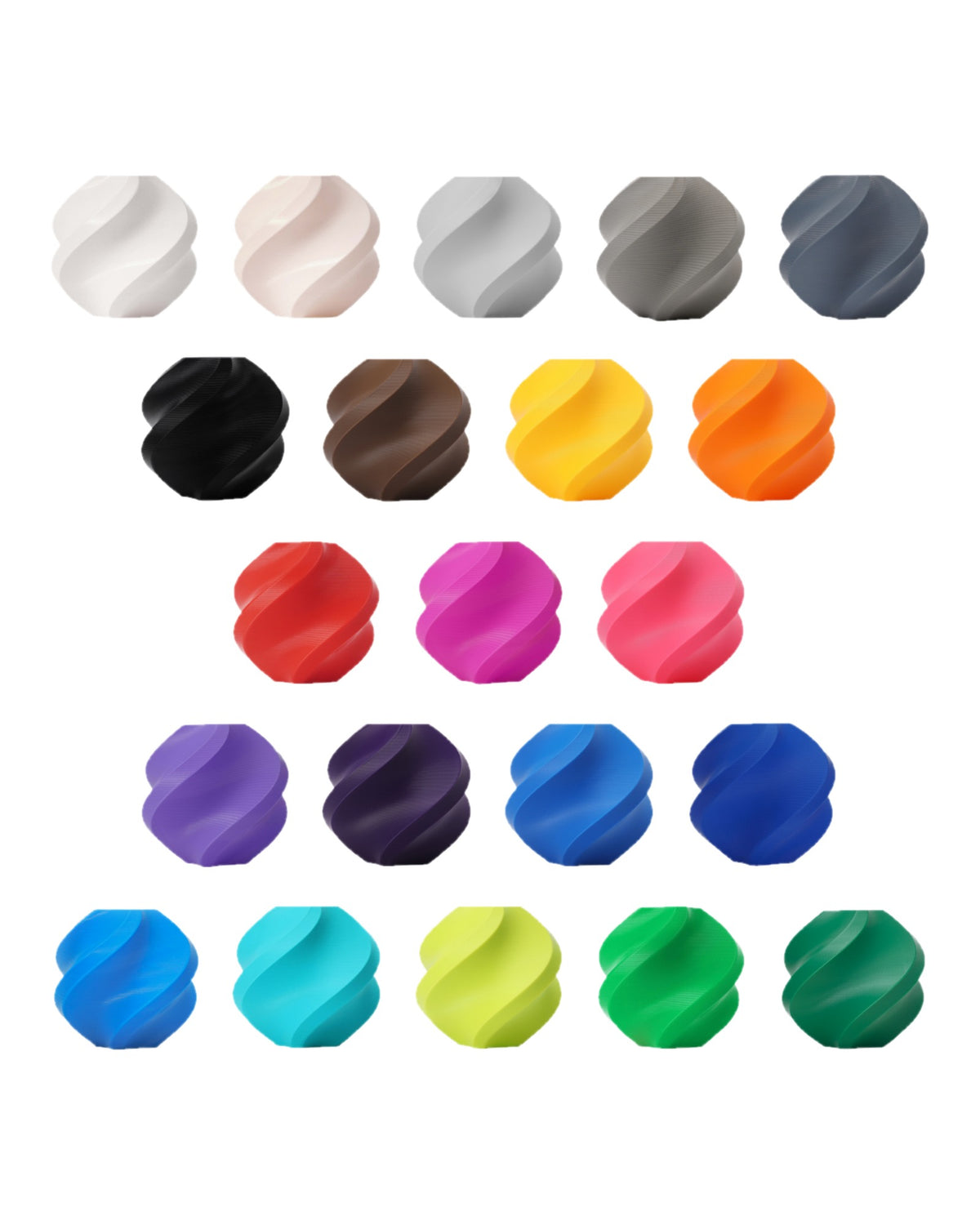 1.75mm 3D printer filament spools in assorted colors