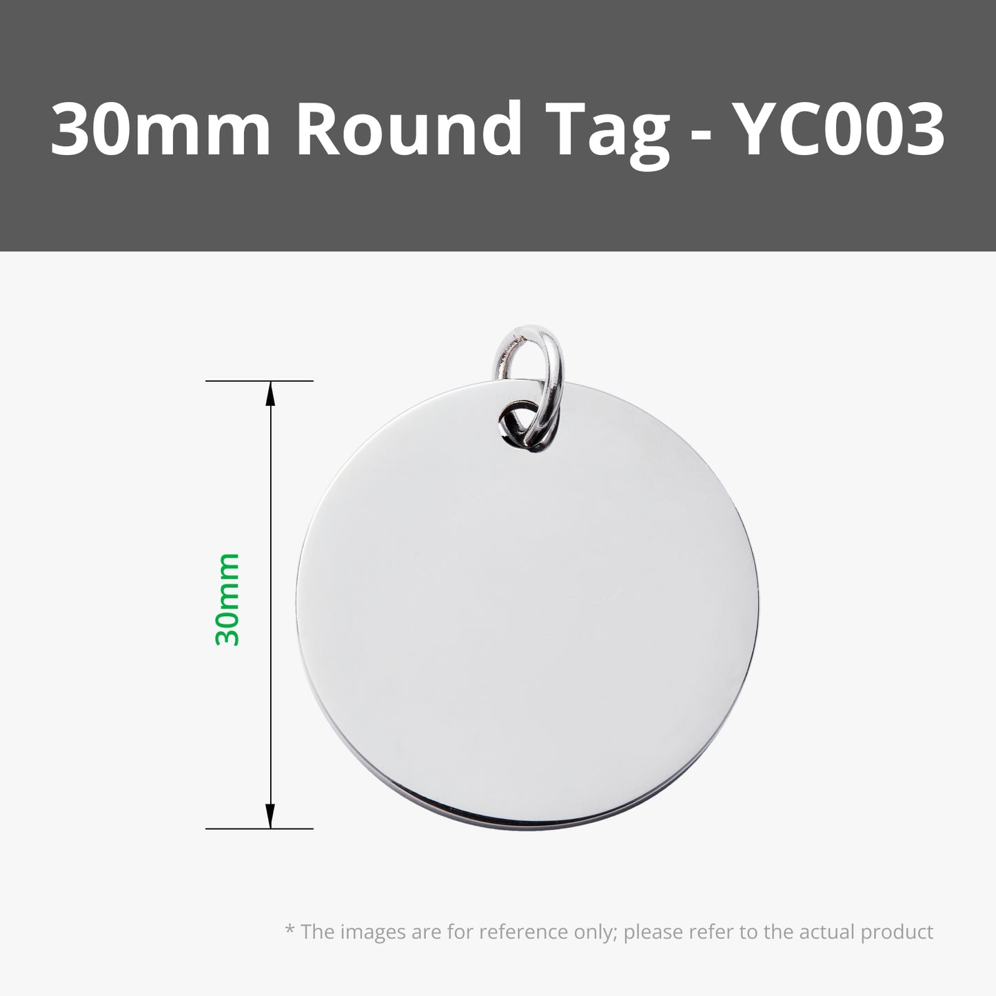 YC003 - Large Round Stainless Steel Tag (5PCS)
