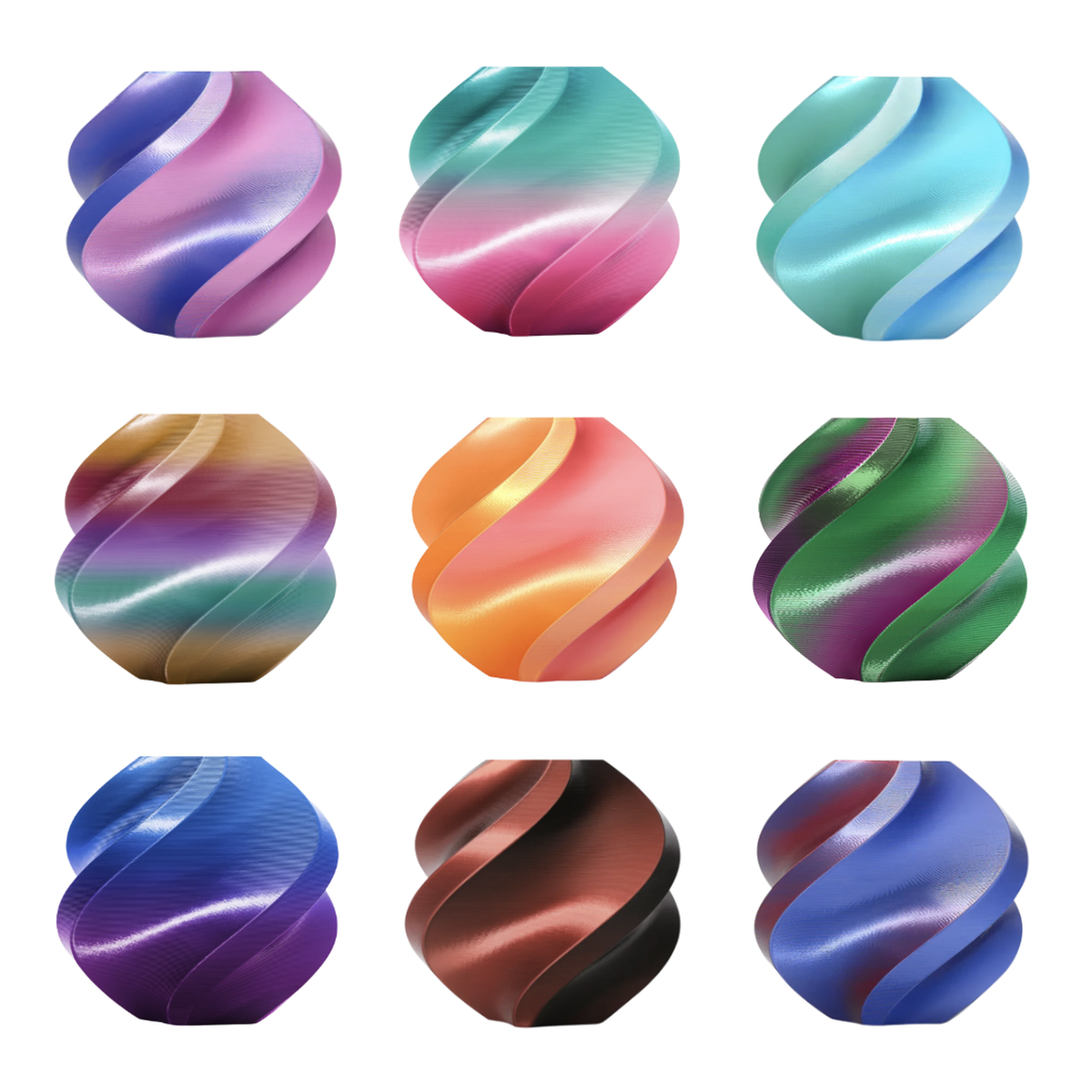 Bambu PLA Silk Multi and Dual Color filament - all colors