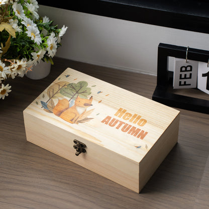 Wooden box with a full-color inkjet print made after using xTool fixative spray