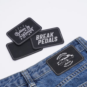 Rectangular PU Iron-on Patch - Black to Silver (10 pieces)